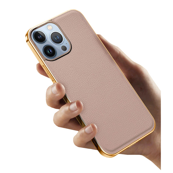 Case for iPhone 14 Pro Max, Cowhide Leather, pink