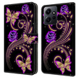 Flip case for Xiaomi Redmi Note 12 4G, Wallet, flowers & butterfly, white