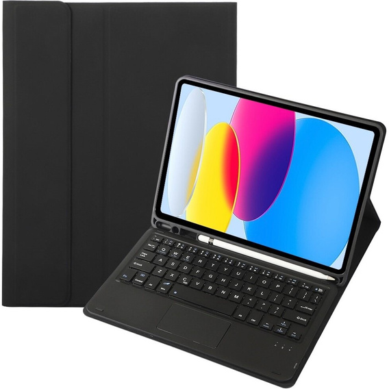 Case + keyboard iPad 10.9 2022 10 Gen, TouchPad Pen Slot, black