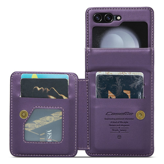 CASEME flip case for Samsung Galaxy Z Flip5 5G, Litchi Wallet, purple