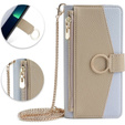 Flip case for iPhone 13, Wallet Zipper Pocket, with mirror, blue