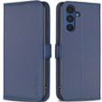 Flip case for Samsung Galaxy A15, BINFEN Wallet, blue + 9H glass