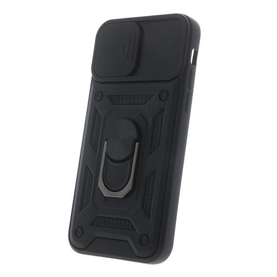 Armored case for Iphone 15 Pro Max, armored Slide Ring, black + 9H glass