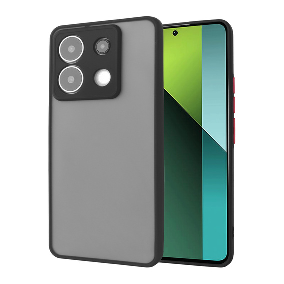 Silicone case for Xiaomi Redmi Note 13 Pro 5G, with camera protection, transparent / black + Tempered Glass 9H