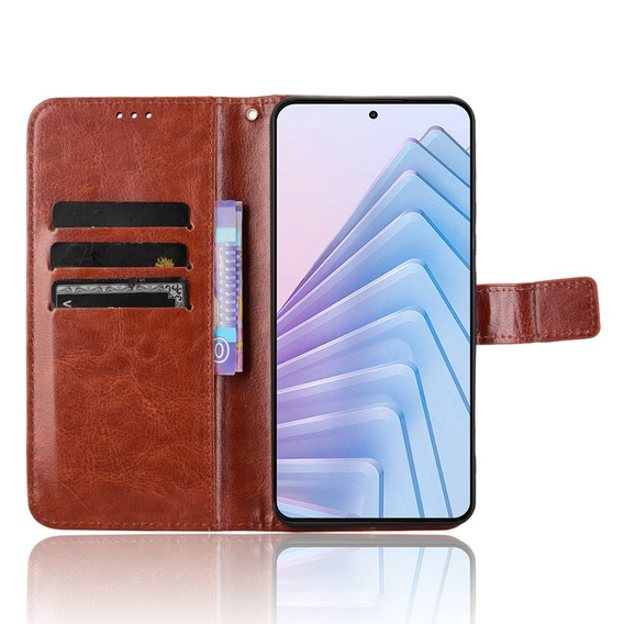 Flip case for Xiaomi Redmi Note 14 4G, Crazy Horse Wallet, brown