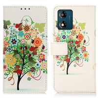 Flip case for Motorola Moto E13, Wallet Tree, white