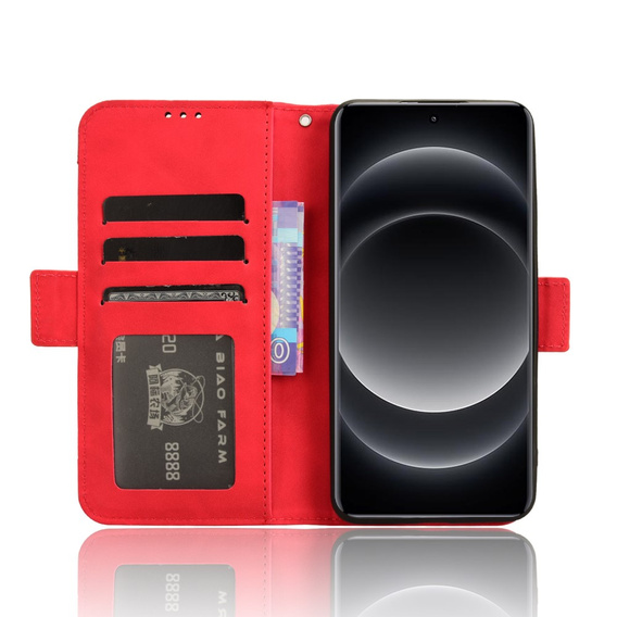 Flip case for Xiaomi 14 Ultra, Card Slot, red