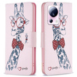 Flip case for Xiaomi 13 Lite, Wallet, giraffe, pink