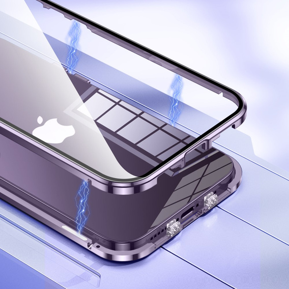 Case for iPhone 15, Magnetic Dual Glass, purple