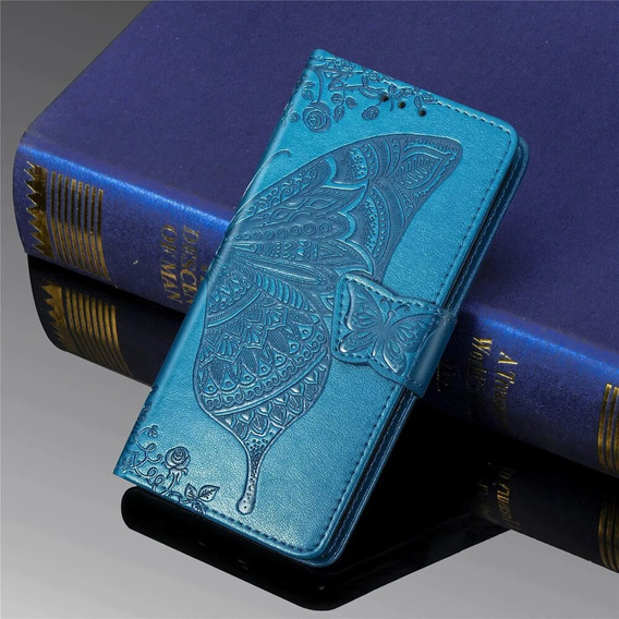 Flip case for Xiaomi Poco F6, Butterfly, blue