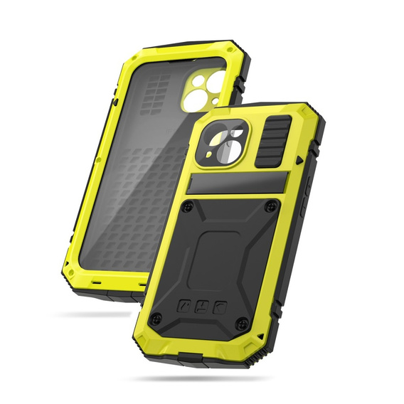 Case for iPhone 15 Plus, R-JUST, armoured, yellow / black
