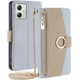 Flip case for Motorola Moto G54 5G, Wallet Zipper Pocket, with mirror, blue