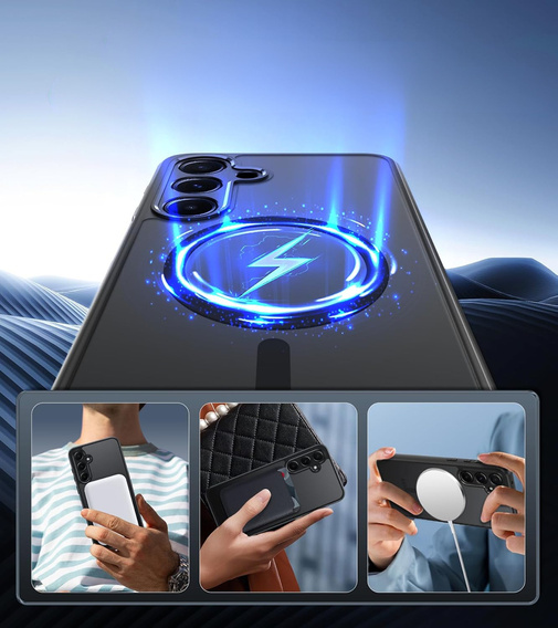 Case for Samsung Galaxy A35 4G/5G, for MagSafe, ERBORD Matt Case, black + Screen Glass