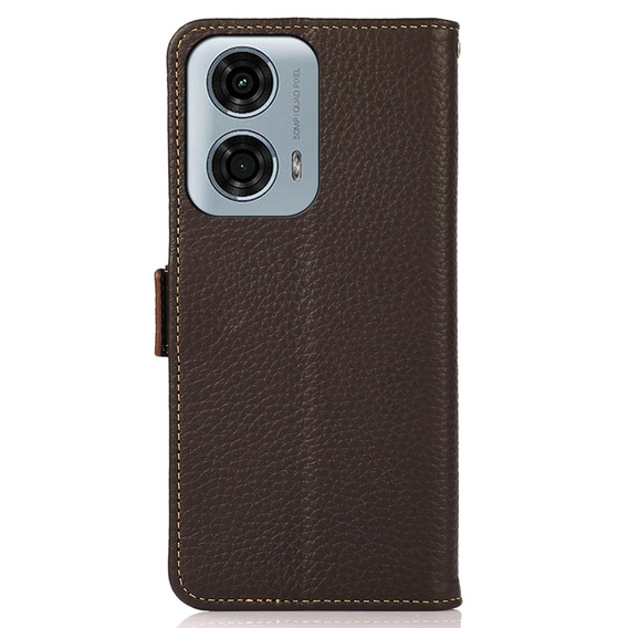 KHAZNEH RFID case for Motorola Moto G04 / G24 / G24 Power, Litchi Texture, brown