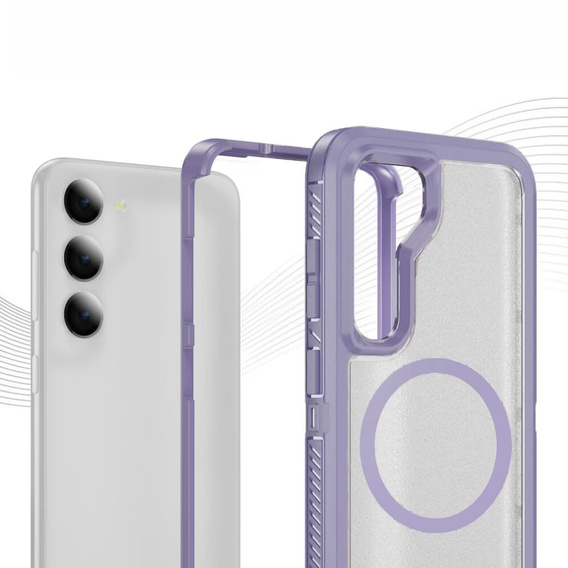 Case with frame for Samsung Galaxy S23 FE, for MagSafe, transparent / purple