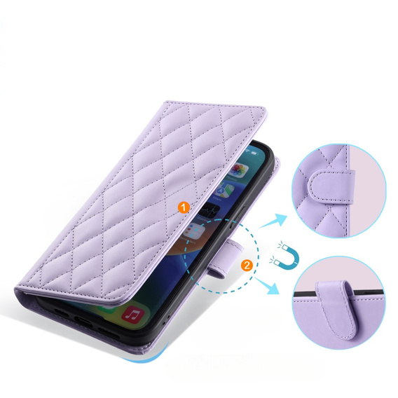 Flip case for Samsung Galaxy S20 FE, Rhombus Crossbody Leather, purple