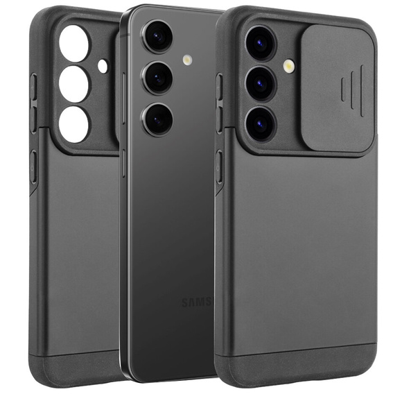 Case for Samsung Galaxy S24, ERBORD CamProtect Slide Camera, black