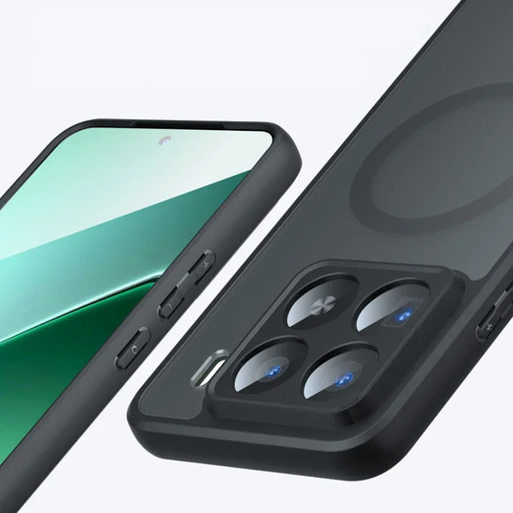 Case for Xiaomi 15, for MagSafe, ERBORD Matt Case, black + Screen Glass