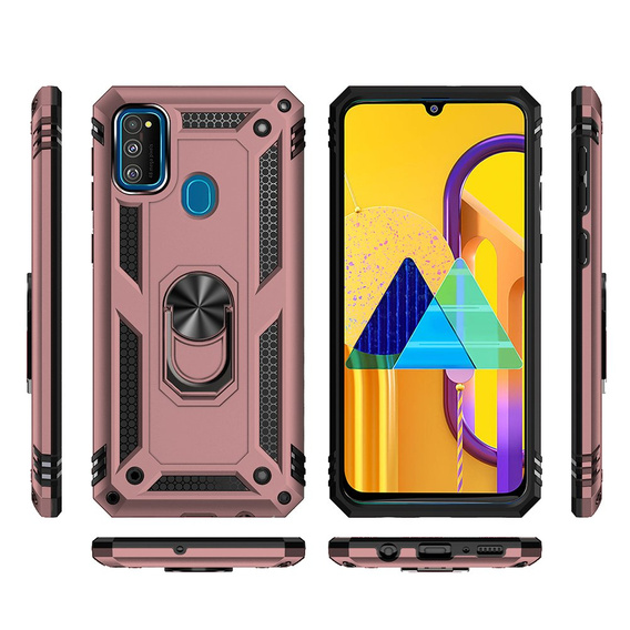 Armor Case for Samsung Galaxy M21, Nox Case Ring, pink rose gold