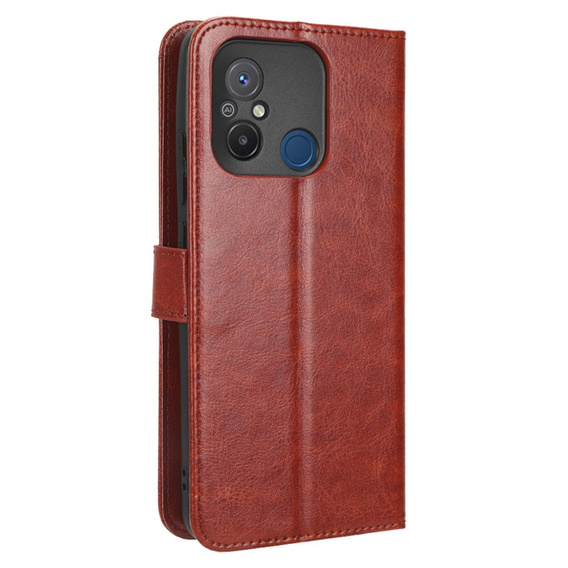 Flip case for Xiaomi Redmi 12C, Crazy Horse Wallet, brown
