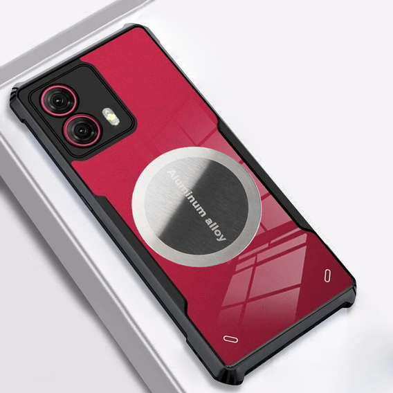 Case for Motorola Edge 50 Fusion 5G, with magnetic sheet, transparent / black