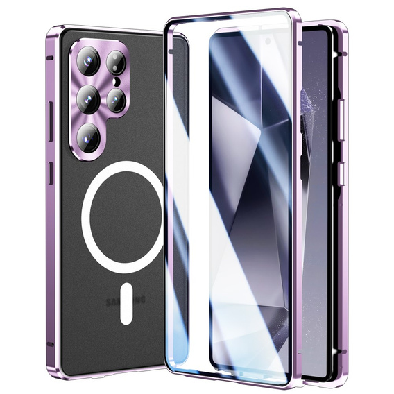Magnetic Dual Glass MagSafe case for Samsung Galaxy S25 Ultra, purple