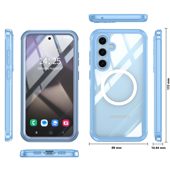 Case for Samsung Galaxy S25+ Plus, Shockproof, with glass, for MagSafe, blue