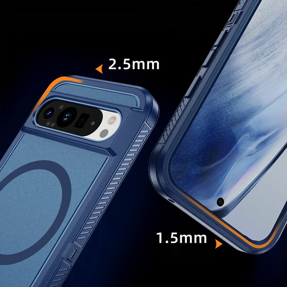 Case with frame for Google Pixel 9 / Google Pixel 9 Pro, for MagSafe, blue
