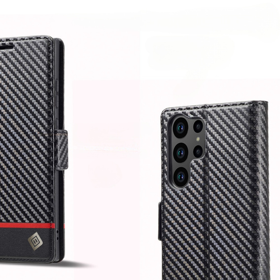 Flip case for Samsung Galaxy S23 Ultra, Carbon LC.IMEEKE, black