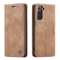 CASEME case for Samsung Galaxy S21 FE, Leather Wallet Case, brown