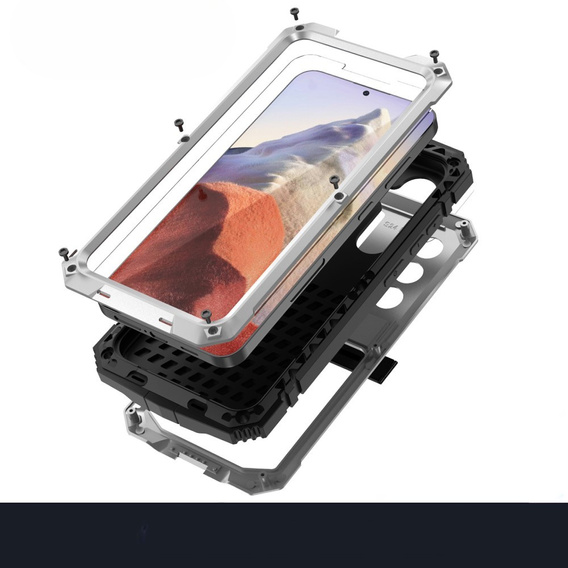 Armored case for Samsung Galaxy S25, R-JUST, silver