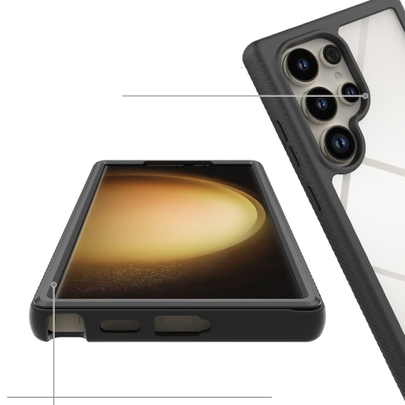 Case for Samsung Galaxy S24 Ultra, Shockproof, with film, black