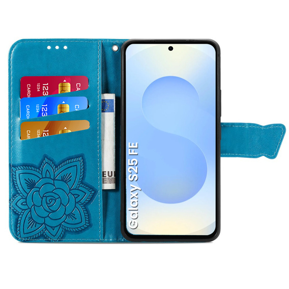 Flip case for Samsung Galaxy S25 FE, Butterfly, blue