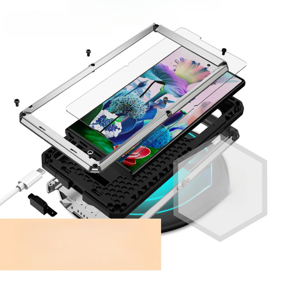 Armored case for Samsung Galaxy S23 Ultra, R-JUST CamShield Slide, silver