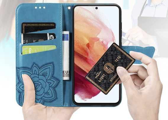 Flip case for Motorola Edge 50 Pro, Butterfly, blue