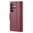 Case for Samsung Galaxy S25 Ultra, ERBORD Glossy Litchi, wallet with flap, red