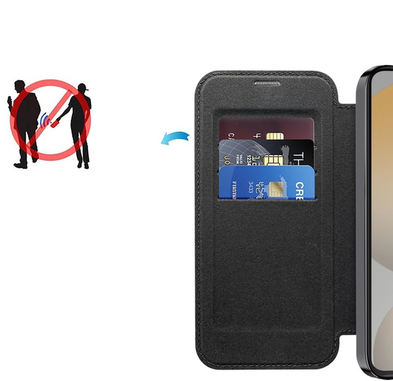 Flip case for Samsung Galaxy S25 FE, RFID Wallet MagSafe CamShield, black