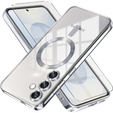 Case for Samsung Galaxy S25+ Plus, Electro MagSafe, silver + Screen Glass