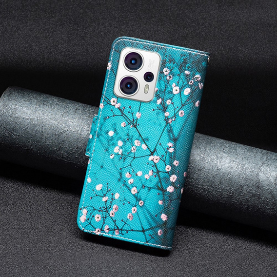 Flip case for Motorola Moto G53 5G / G23 / G13, Wallet, Sakura, blue
