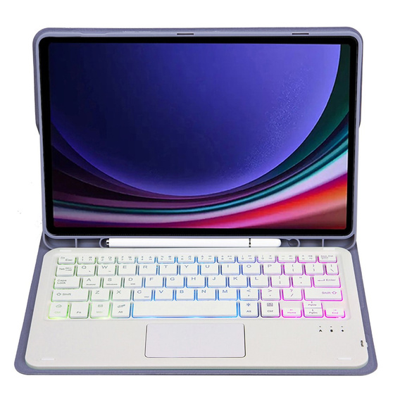 Case + keyboard Samsung Galaxy Tab A9+, with touchpad, light blue