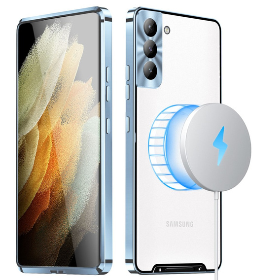 Camera Protection Case for Samsung Galaxy S21 FE 5G, CamShield MagSafe, transparent / blue