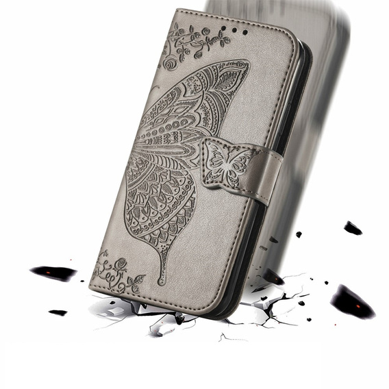 Flip case for Motorola Moto G24 / G24 Power / G04, Butterfly, grey