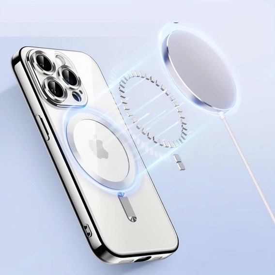 Case for iPhone 13 Pro Max, Electro MagSafe, silver + Screen Glass