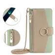 Flip case for Motorola Edge 40 Neo 5G, Wallet Zipper Pocket, with mirror, green