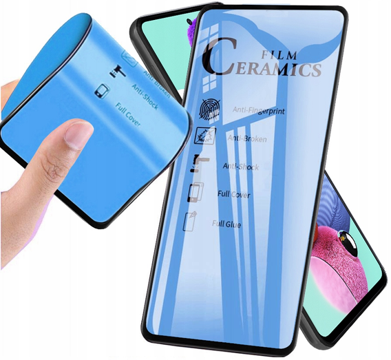 Case for Samsung Galaxy A35 5G, Electro heart, blue + Full Glue Ceramic Glass