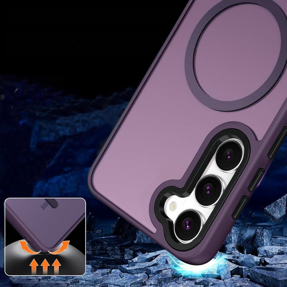 Case for Samsung Galaxy S21 FE, for MagSafe, ERBORD Matt Case, dark purple + Screen Glass