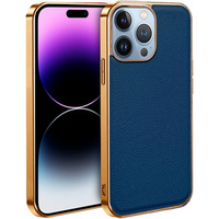 Case for iPhone 14 Pro, Cowhide Leather, blue