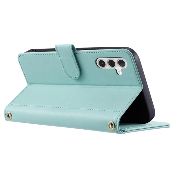 Flip case for Samsung Galaxy S25, Rhombus Crossbody Leather, green