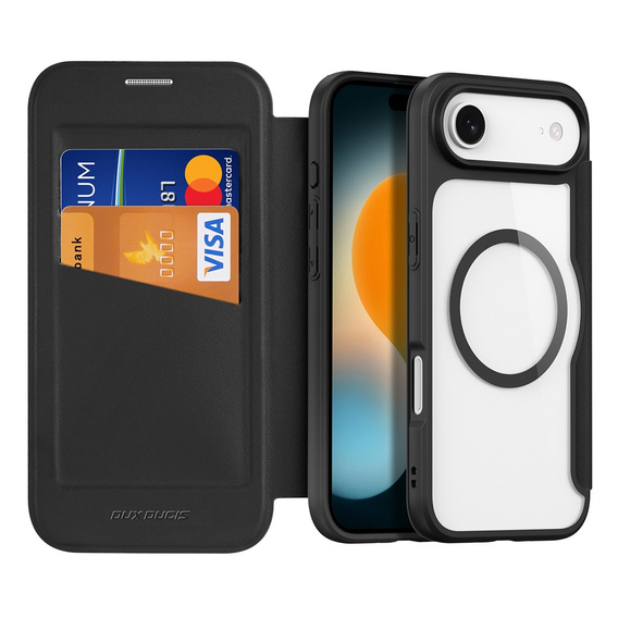 Dux Ducis case for iPhone Air, Skin X Pro, with flap, for MagSafe, black