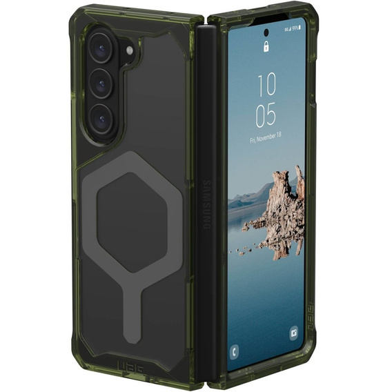 Urban Armor Gear Case for Galaxy Z Fold 5 5G, Plyo MagSafe, transparent / green
